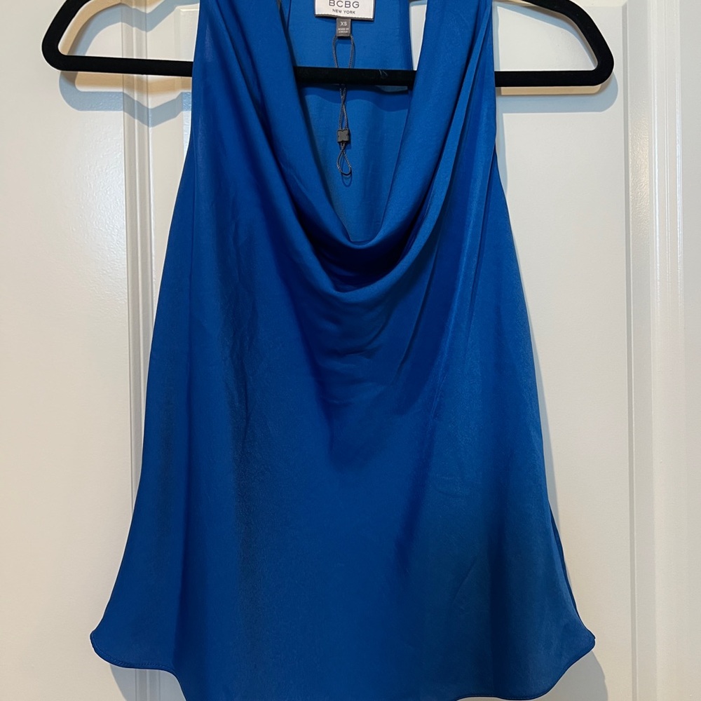 BCBG Women's Blue Draped Top